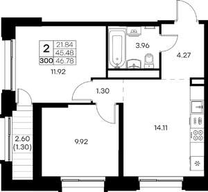 2-к квартира, вторичка, 47м2, 7/16 этаж